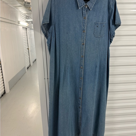 Vintage Casual Blue Denim Midi Dress with boho buttons size 3x - Picture 8 of 8